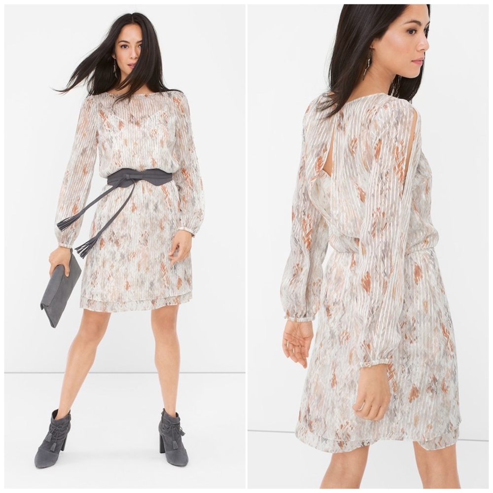 White House Black Market WHBM Geo-Print Boho Dress